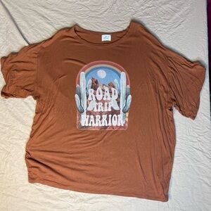 Blue Buttercup Retro Road Trip Warrior Desert Moon Graphic Tee Relaxed 2X